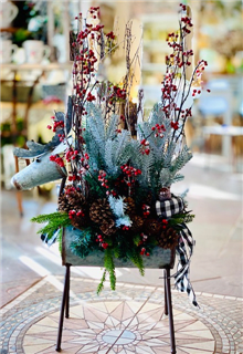 On Blitzen! Metal Reindeer Silk Flower Bouquet