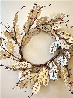 Wood Holly Wreath