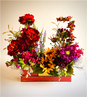 Silk Fall Tins Flower Bouquet