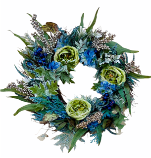 Cool Blue Silk Wreath Flower Bouquet