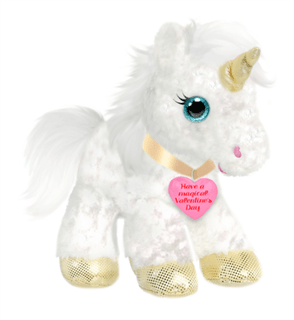 White Unicorn 10" Plush Flower Bouquet