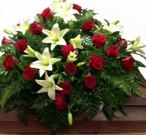 Rose and Lily Casket Spray Flower Bouquet