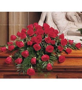 Blooming Red Roses Casket Spray Flower Bouquet