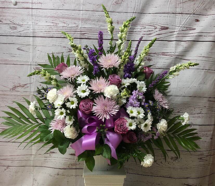 Peaceful Thoughts Arrangement in Lavender and White Flower Bouquet