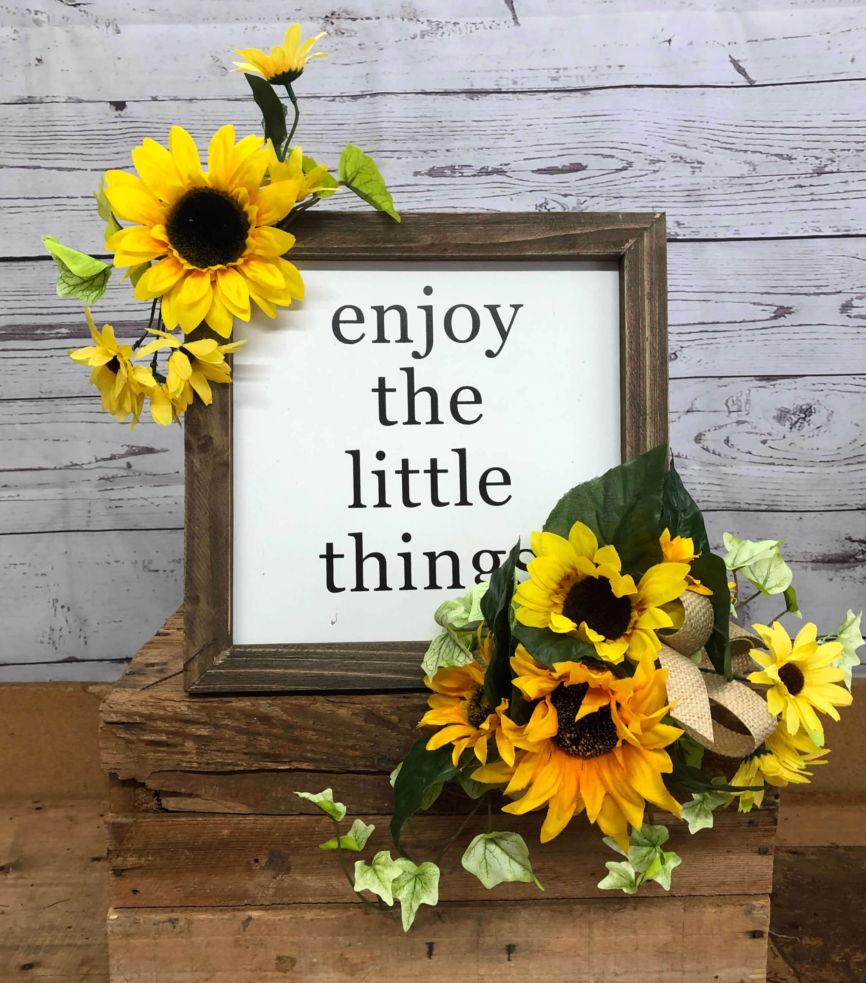Enjoy the Little Things Sunny Silk (Artificial) Sunflower Sign