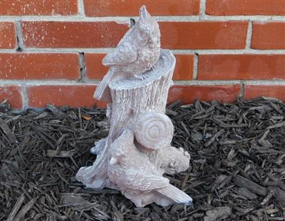 Cardinal Birds on Stump Stone Statue