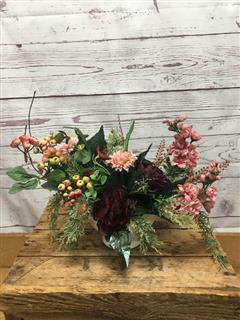 Marvelous Mauve & Burgundy Silk (Artificial) Floral Arrangement