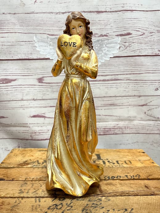 Lovely Angel in Gold Flower Bouquet