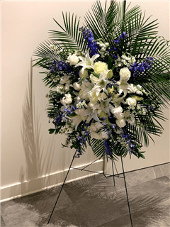 Funeral Spray - White and Blue