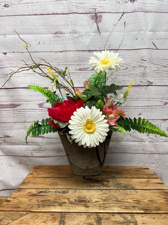 Flower Garden Wall Pocket with Silk (Artificial) Flowers