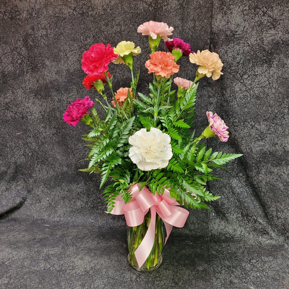 ARCAR12 - 12 CARNATIONS ARRANGED Flower Bouquet