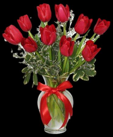 Holiday Red Tulips Flower Bouquet
