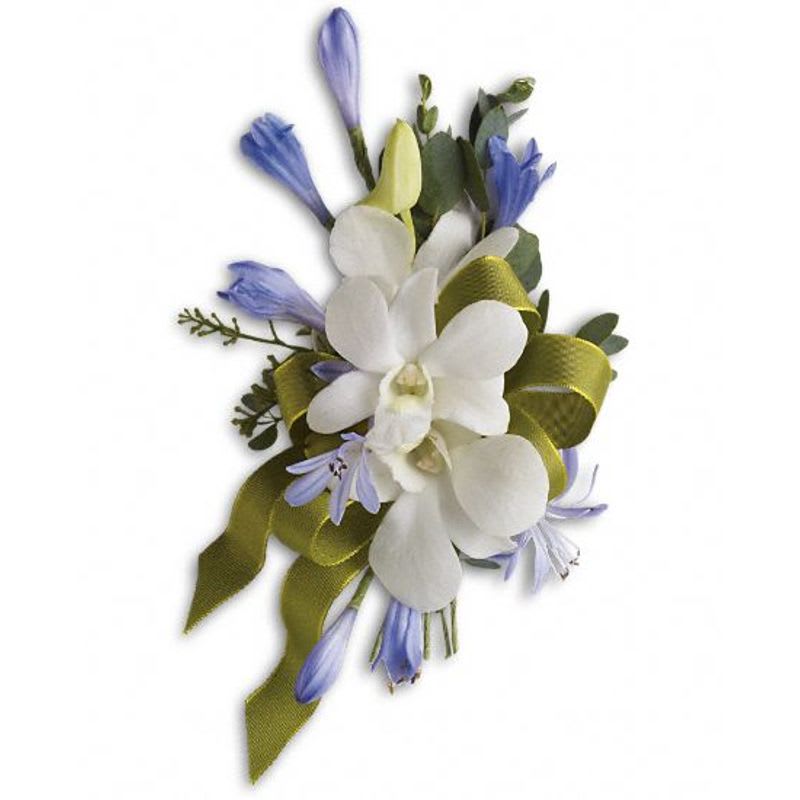 Blue and White Elegance Corsage