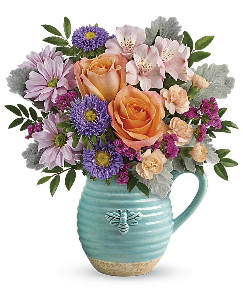 Teleflora's Busy Bee Pitcher Bouquet