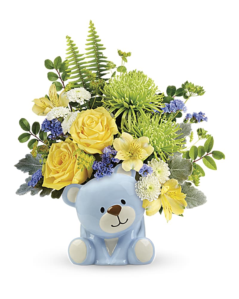 Teleflora's Joyful Blue Bear Bouquet