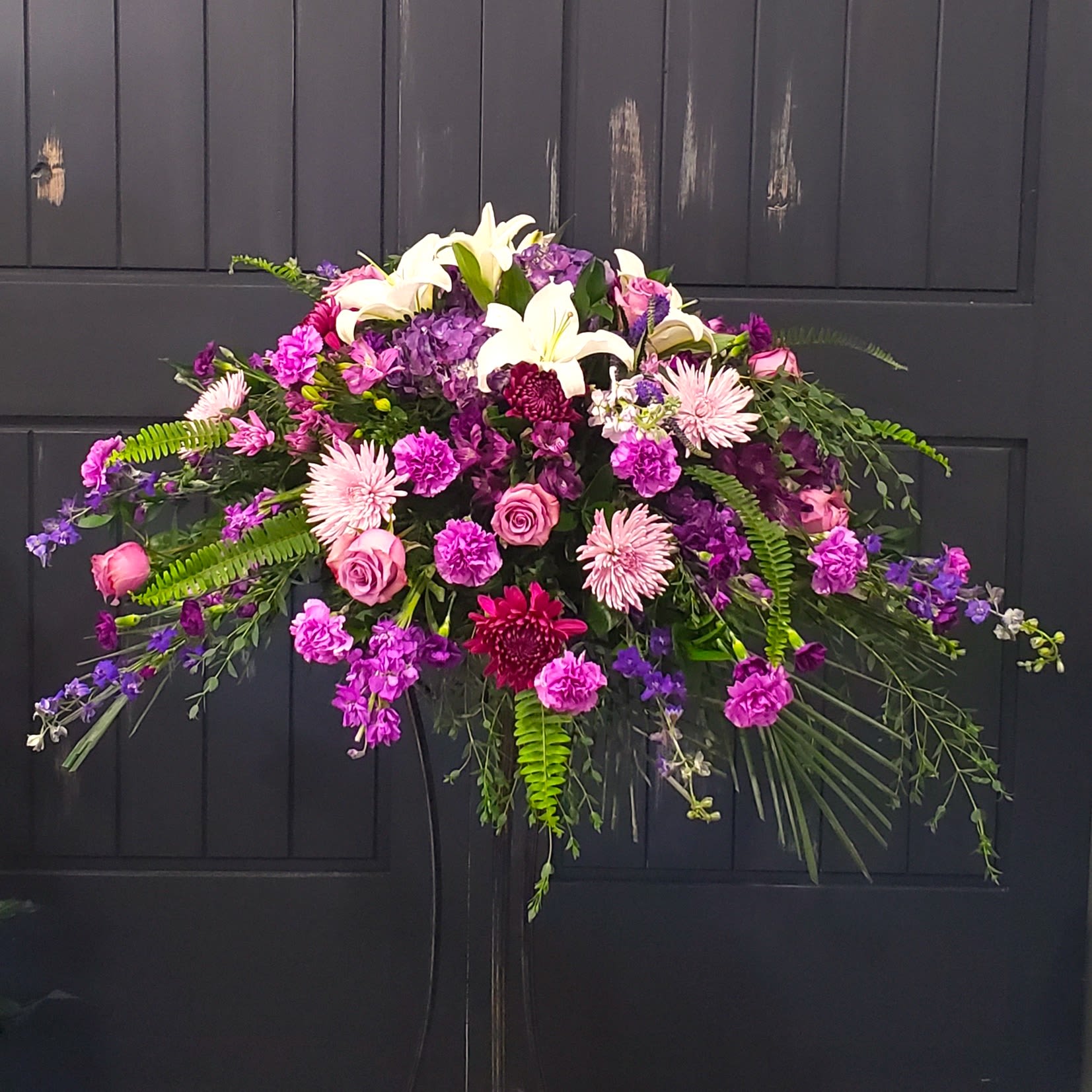 Peaceful Purple Casket Spray Flower Bouquet