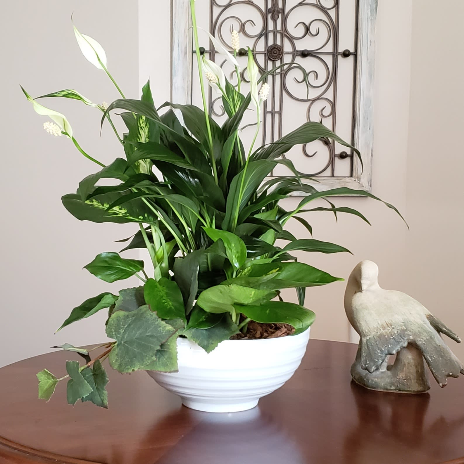 Medium White Dish Garden Flower Bouquet