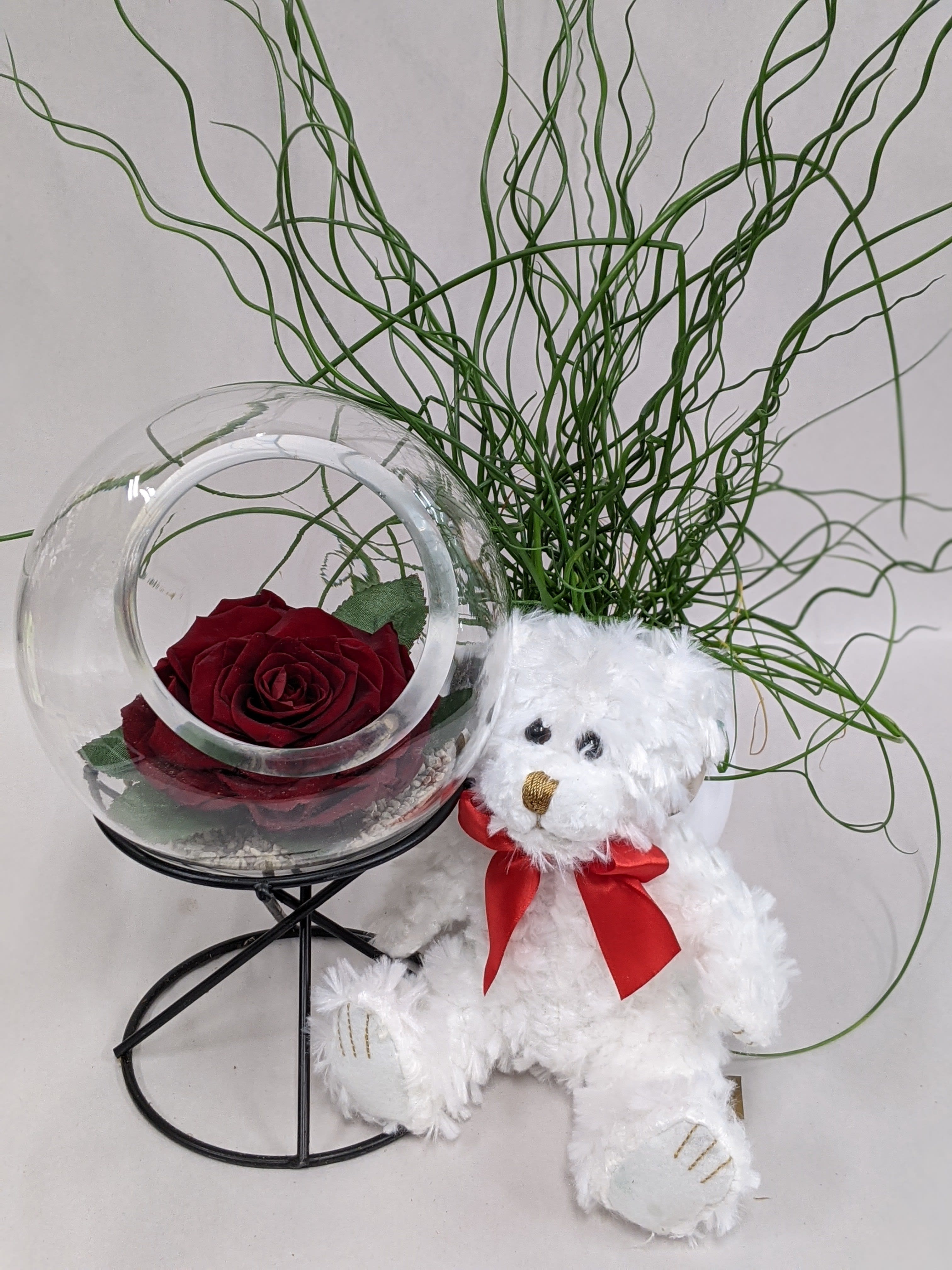 Endless Love with Red Rose and Teddy Bear Flower Bouquet