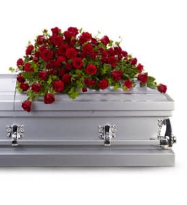 Red Rose Reverence Casket Spray Flower Bouquet