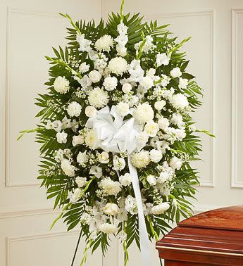 Deepest Sympathies White Standing Spray Flower Bouquet
