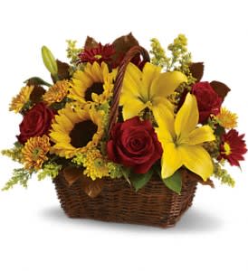 Golden Days Basket Flower Bouquet