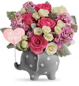 Teleflora's Hello Sweet Baby - Pink Flower Bouquet