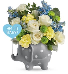 Teleflora's Hello Sweet Baby - Blue Flower Bouquet