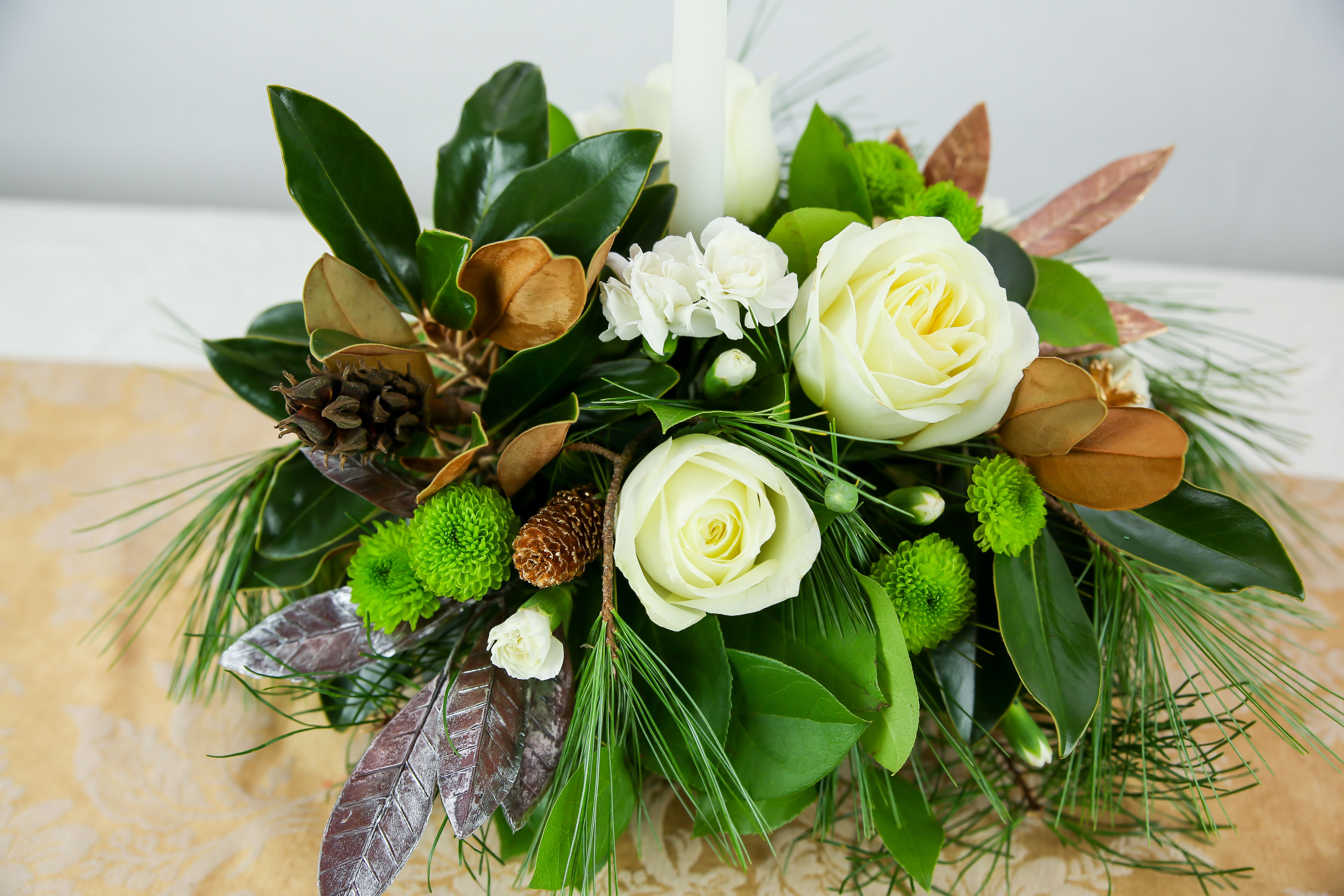 Wintery Whites Centerpiece Flower Bouquet