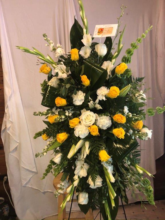 Yellow and White Tribute Flower Bouquet