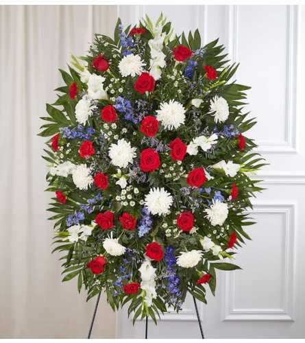 Red, White & Blue Sympathy Standing Spray