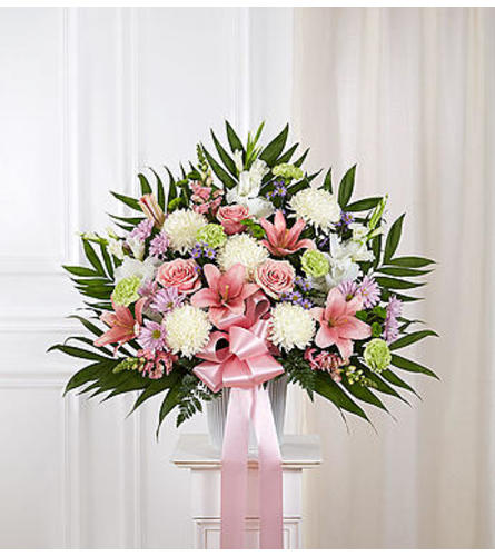 Heartfelt Sympathies™ Pastel Standing Basket Flower Bouquet