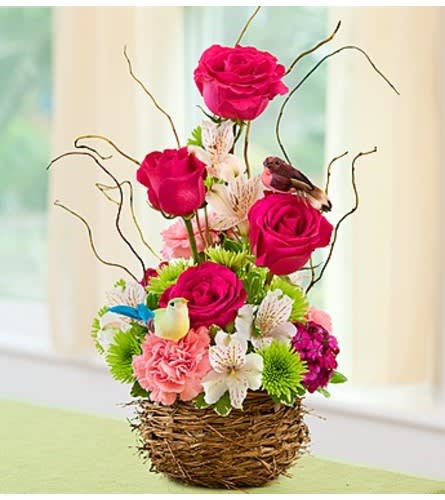 Springtime Bird Nest of Flowers Flower Bouquet