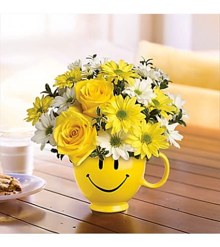 Be Happy mug Flower Bouquet