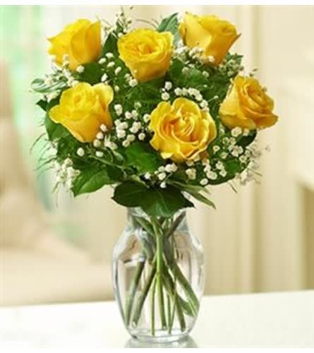 Rose Elegance™ Premium Yellow Roses - Half Dozen Flower Bouquet