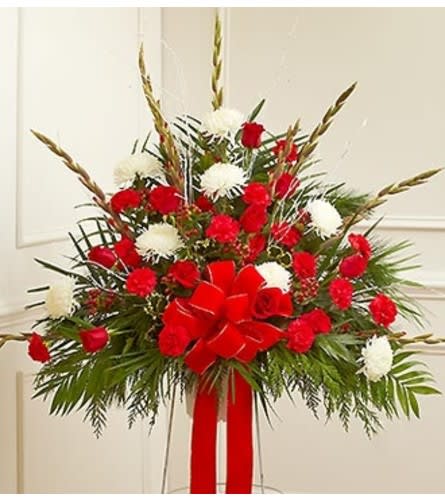 Sympathy Standing Basket in Christmas Colors