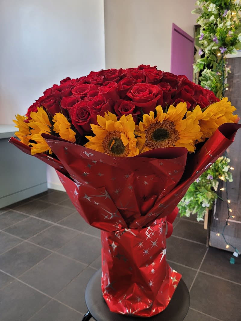 Lost Without You By Florista-Red Assorted Wrap Flower Bouquet