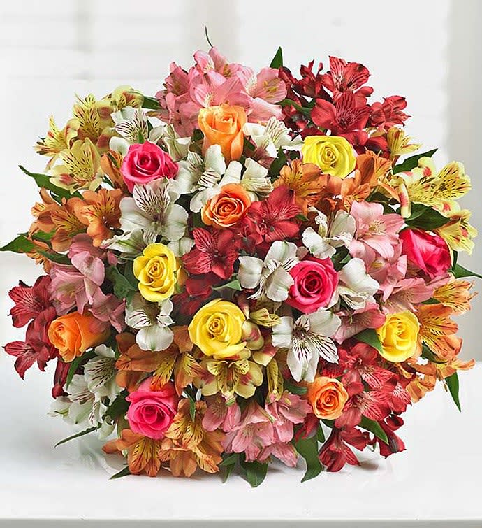 Assorted Roses & Peruvian Lily Bouquet for Mom