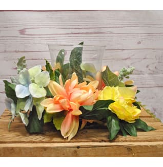 Hurricane Candle Holder with Silk (Artificial) Accents