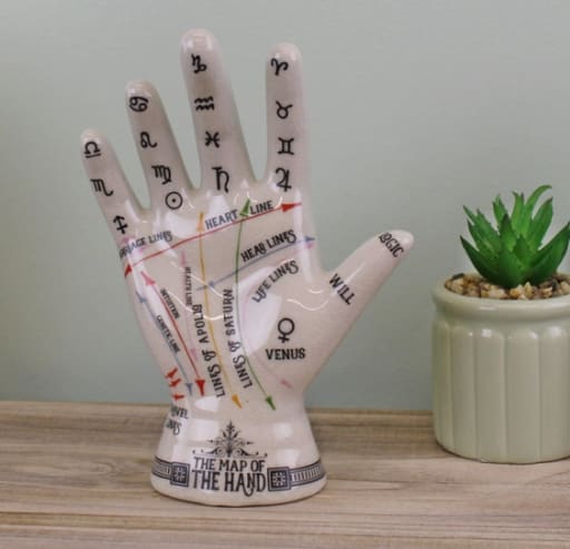 Ceramic Crackle Phrenology Hand