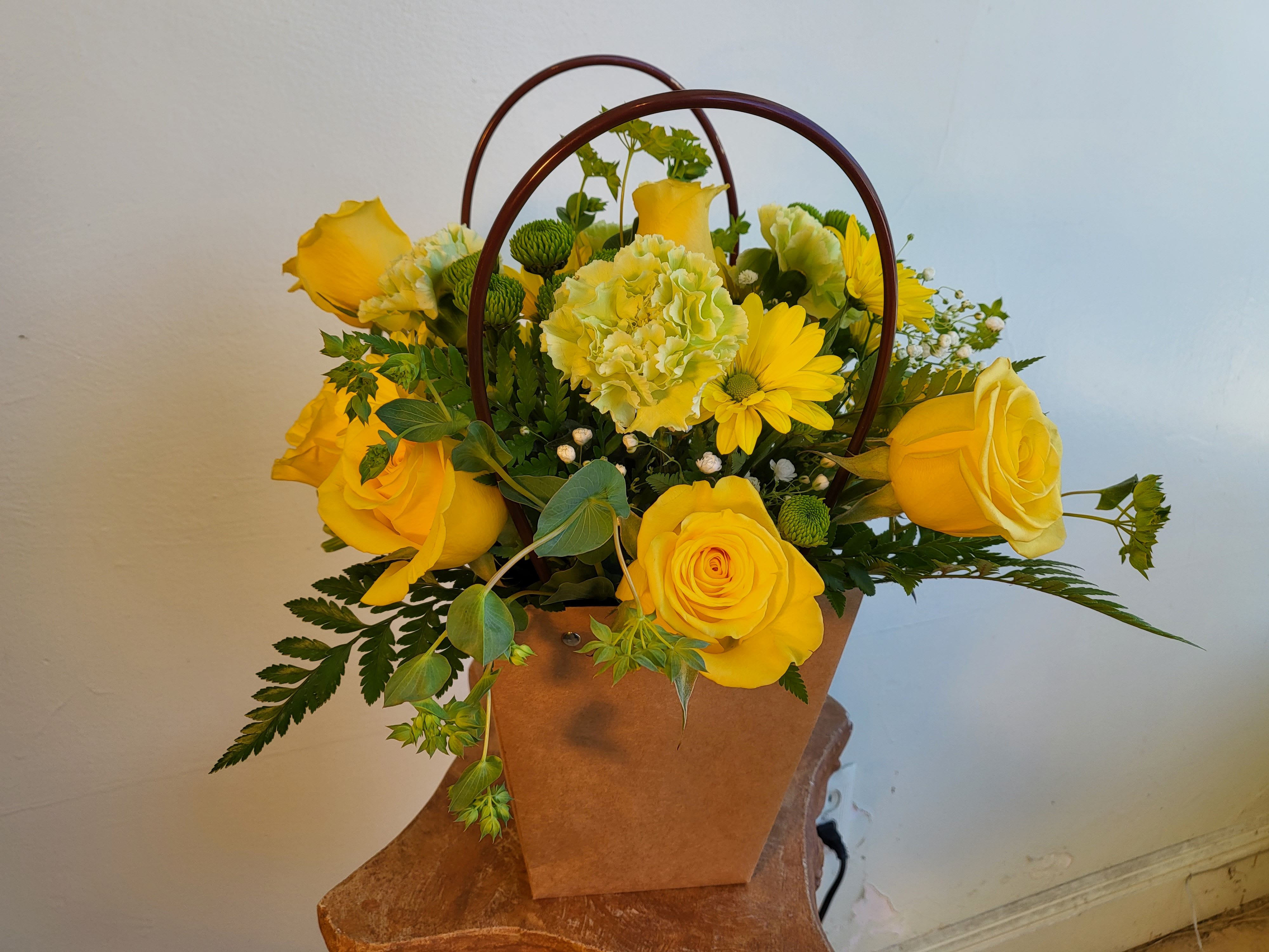Yellow Tote Flower Bouquet
