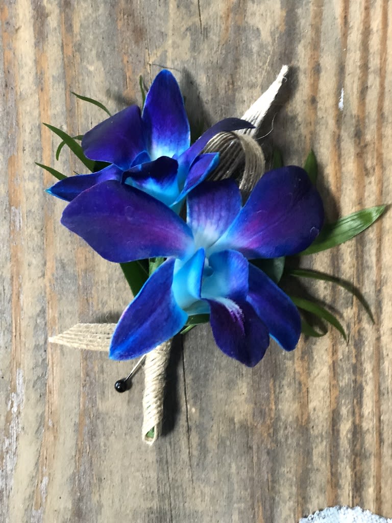 Blue Orchid Boutonniere Flower Bouquet
