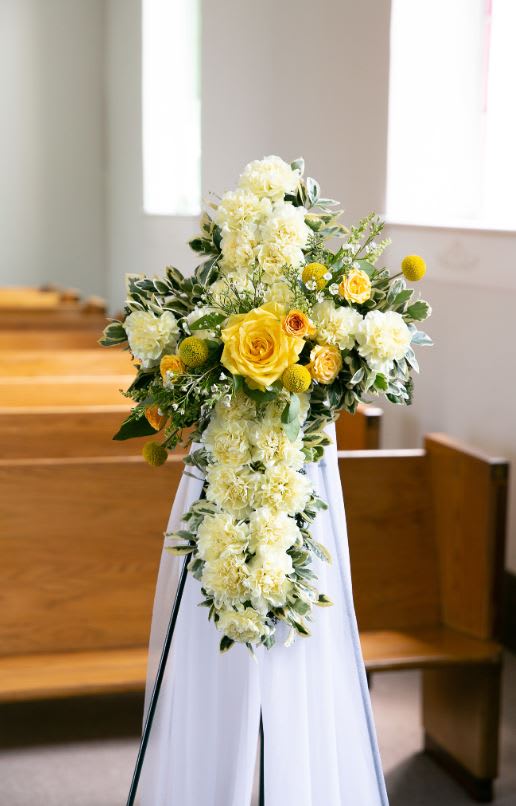 Cherished Cross Easel Bouquet
