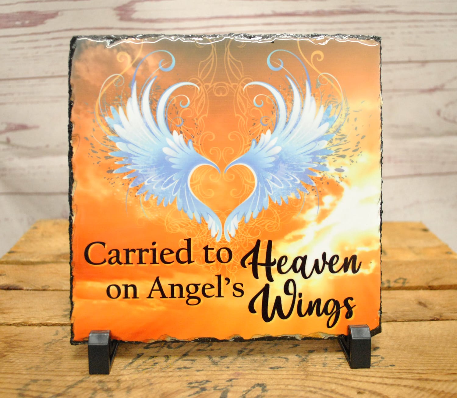 On Angel's Wings Memorial Slate
