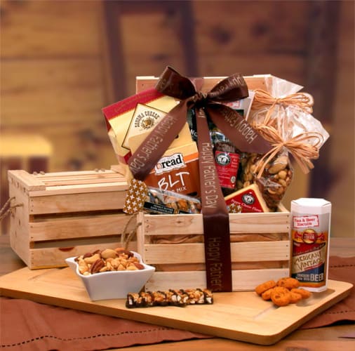 Dad's Favorites Premium Nuts & Snacks Crate Flower Bouquet