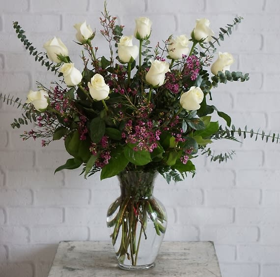 One Dozen Ultimate White Roses