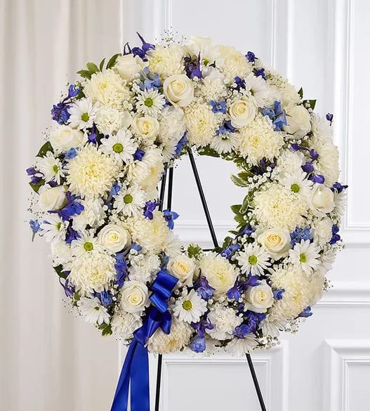 Serene Blessings™ Standing Wreath- Blue and White
