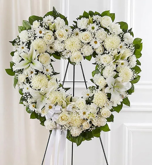 Always Remember™ Floral Heart Tribute- White