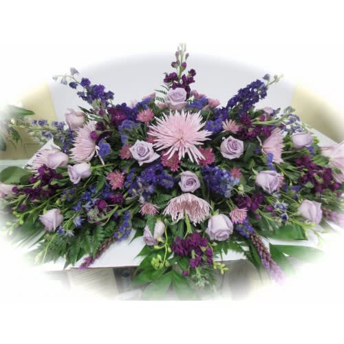 Purple Casket Spray Flower Bouquet