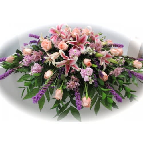 Pastel Casket Spray Flower Bouquet