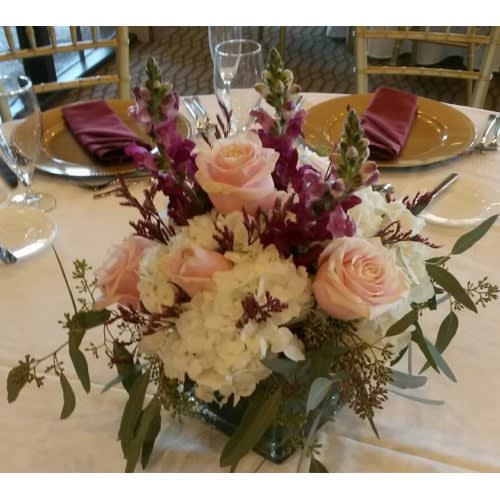 Burgundy and Blush Centerpiece Flower Bouquet